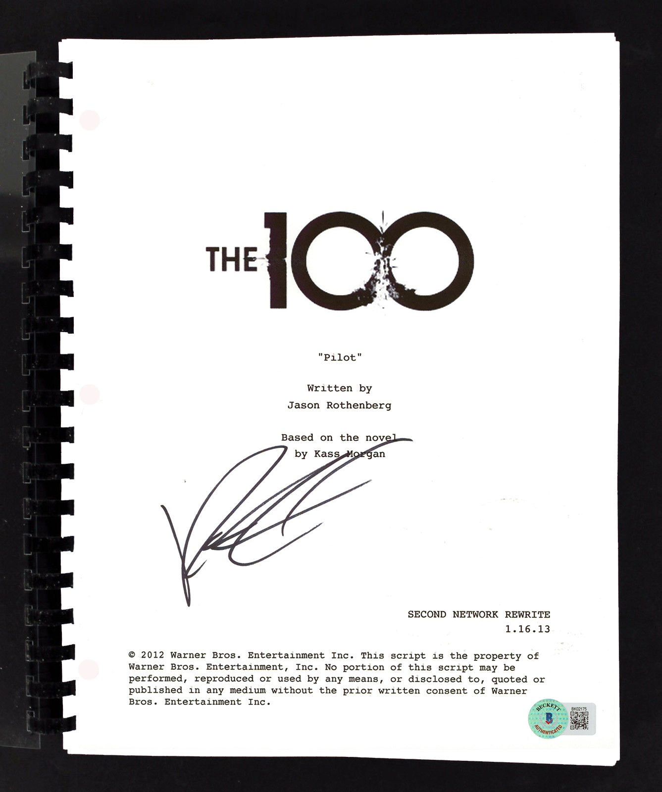 Richard Harmon The 100 Authentic Signed Movie Script Autographed BAS #BK02175