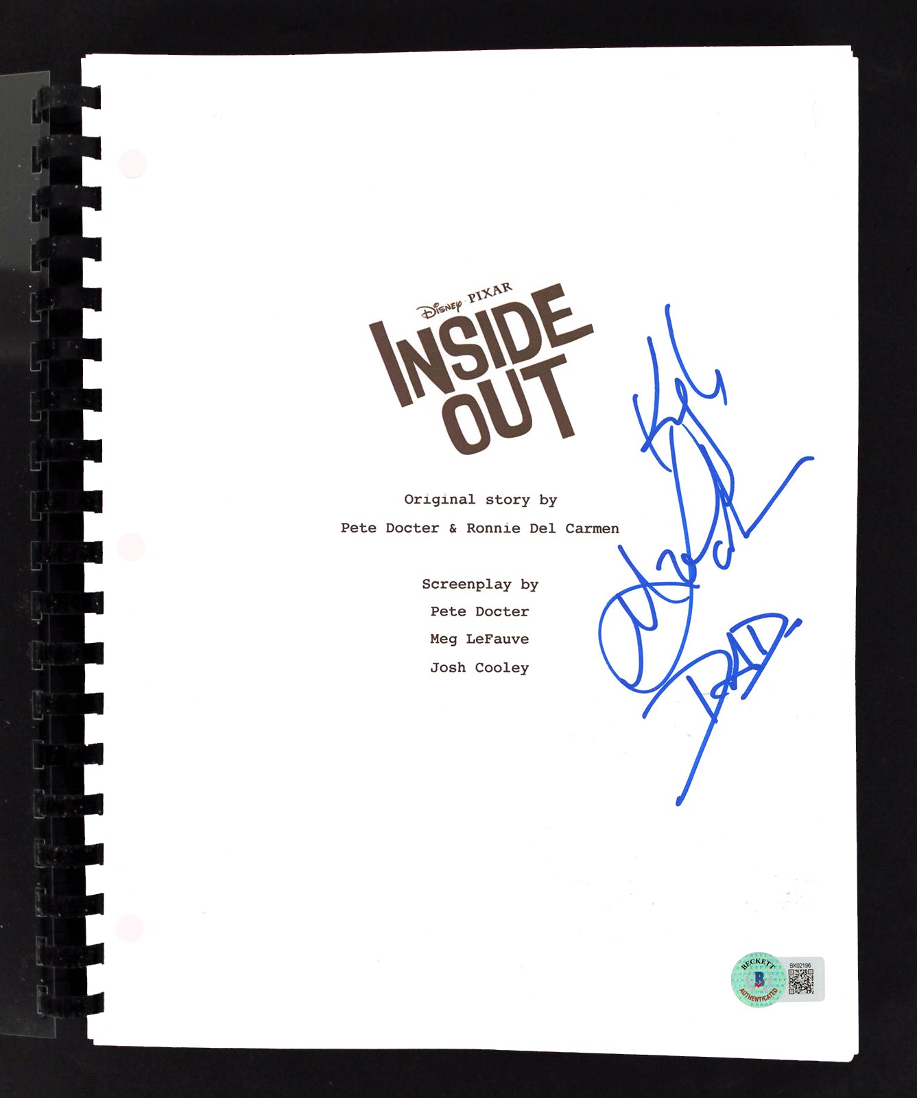 Kyle MacLachlan Inside Out "Dad" Authentic Signed Movie Script BAS #BK02196