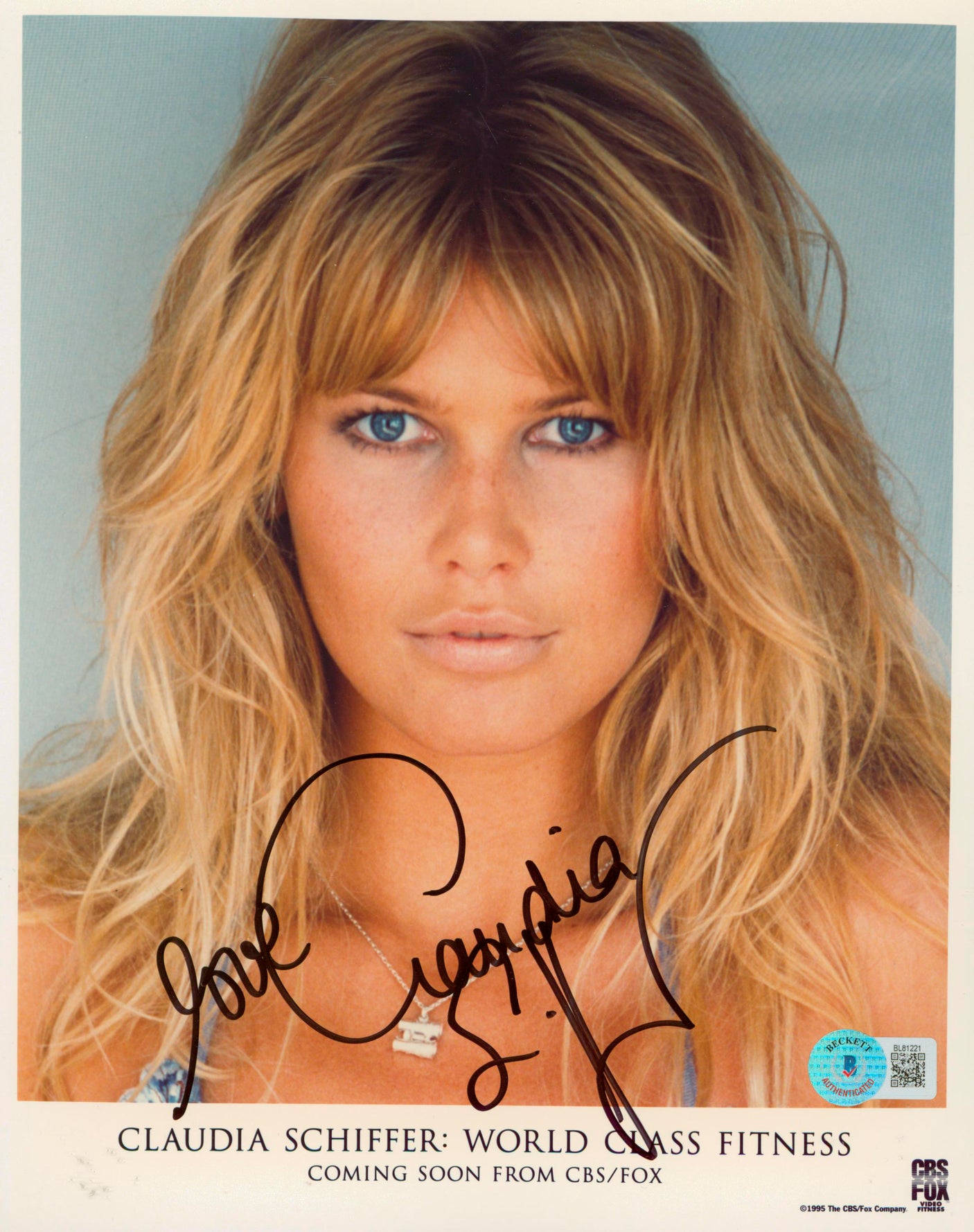 Claudia Schiffer World Class Fitness Authentic Signed 8x10 Photo BAS #BL81221
