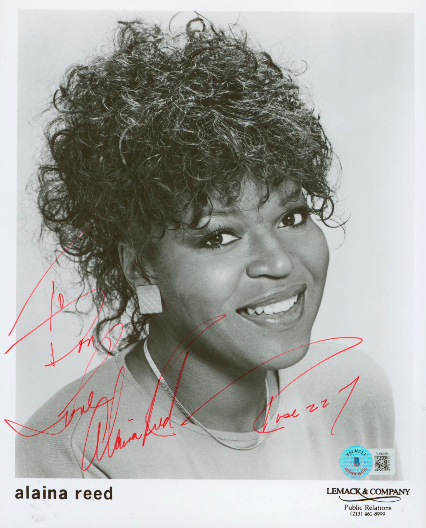 Alaina Reed Sesame Street "To Don" Authentic Signed 8x10 Photo BAS #BL96189