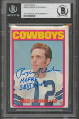 Cowboys Roger Staubach 2x Isnc Signed 1972 Topps #200 Rookie Card BAS Slabbed 1