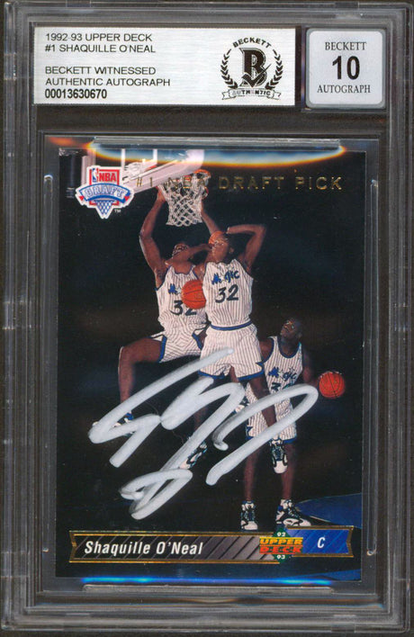 Magic Shaquille O'Neal Signed 1992 Upper Deck #1 Rookie Card Auto 10 BAS Slabbed