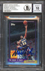 Lakers Magic Johnson Signed 2000 Topps Chrome Reprints #6 Card Auto 10! BAS Slab
