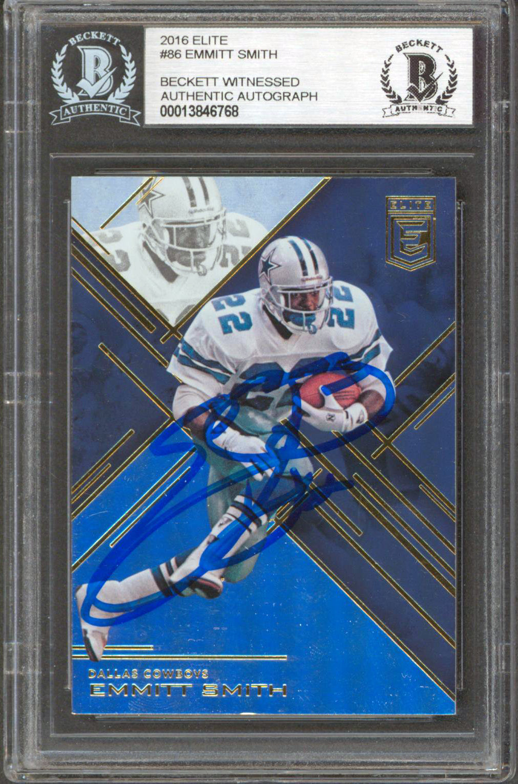 Cowboys Emmitt Smith Authentic Signed 2016 Elite #86 Card BAS Slabbed