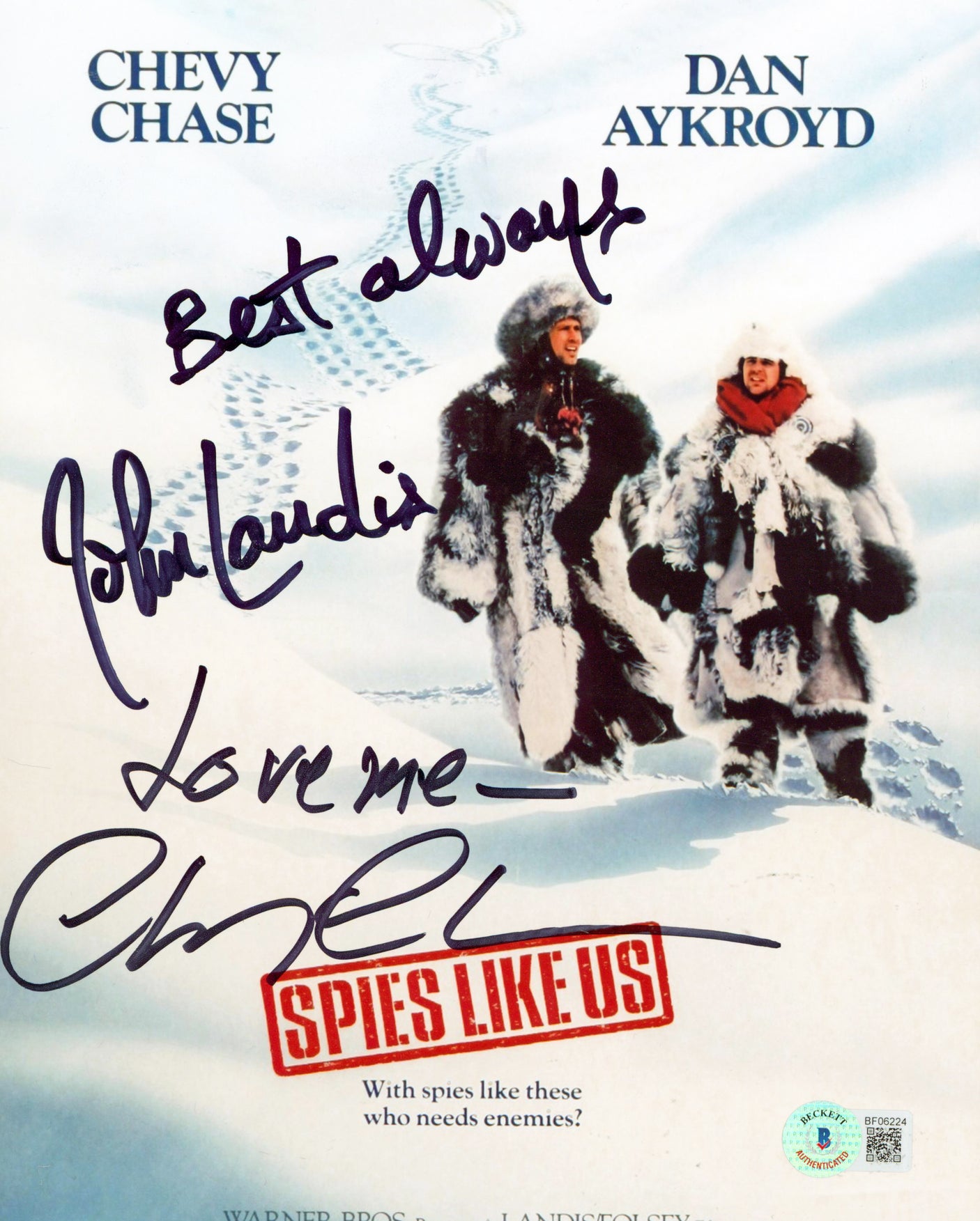 Chevy Chase & John Landis Spies Like Us Authentic Signed 8x10 Photo BAS #BF06224