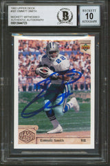 Cowboys Emmitt Smith Signed 1992 Upper Deck #301 Card Auto Graded 10 BAS Slabbed