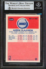 Rockets Hakeem Olajuwon "2x Insc" Signed 1986 Fleer #82 Rookie Card BAS Slabbed