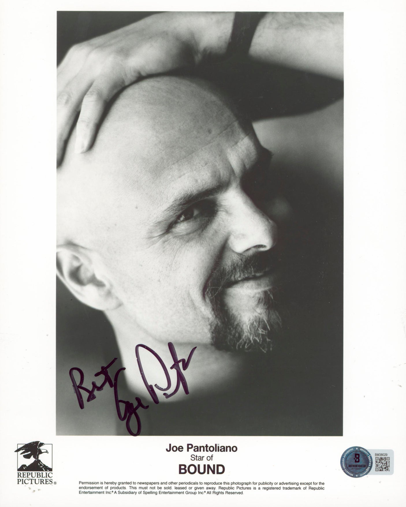 Jon Pantoliano Star of Bound Authentic Signed 8x10 Photo BAS #BM38029