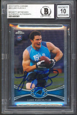 Panthers Luke Kuechly Signed 2012 Topps Chrome #45 Rookie Card Auto 10! BAS Slab