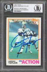 Giants Lawrence Taylor Authentic Signed 1982 Topps #435 Card BAS Slabbed