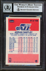 Jazz Adrian Dantley "HOF 2008" Signed 1986 Fleer #21 Card Auto 10! BAS Slabbed