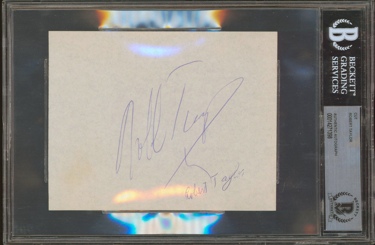 Robert Taylor Ivanhoe Authentic Signed 4.5 x 5.5 Cut Signature BAS Slabbed