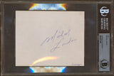 Michael Landon Little House on the Prairie Signed 4.5x5.5 Cut Sig BAS Slabbed