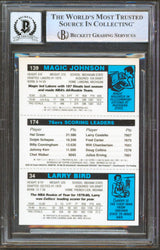 Bird, Erving & Magic Signed 1996 Stadium Club Finest Card Autos 10! BAS Slabbed
