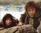 Elijah Wood & Sean Astin Lord of the Rings Signed 11x14 Horizontal Photo BAS Wit