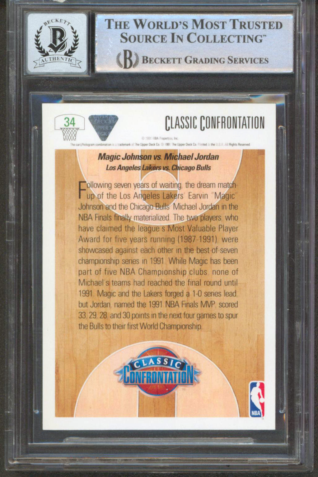 Lakers Magic Johnson Signed 1991 Upper Deck #34 Card Auto 10! BAS Slabbed