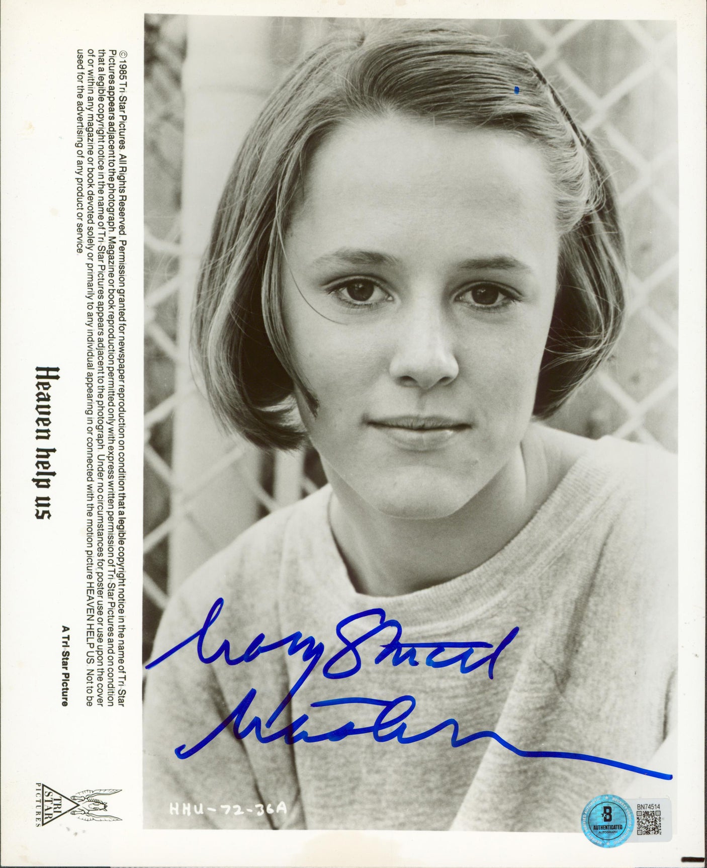 Mary Stuart Masterson Heaven Help Us Authentic Signed 8x10 Photo BAS #BN74514