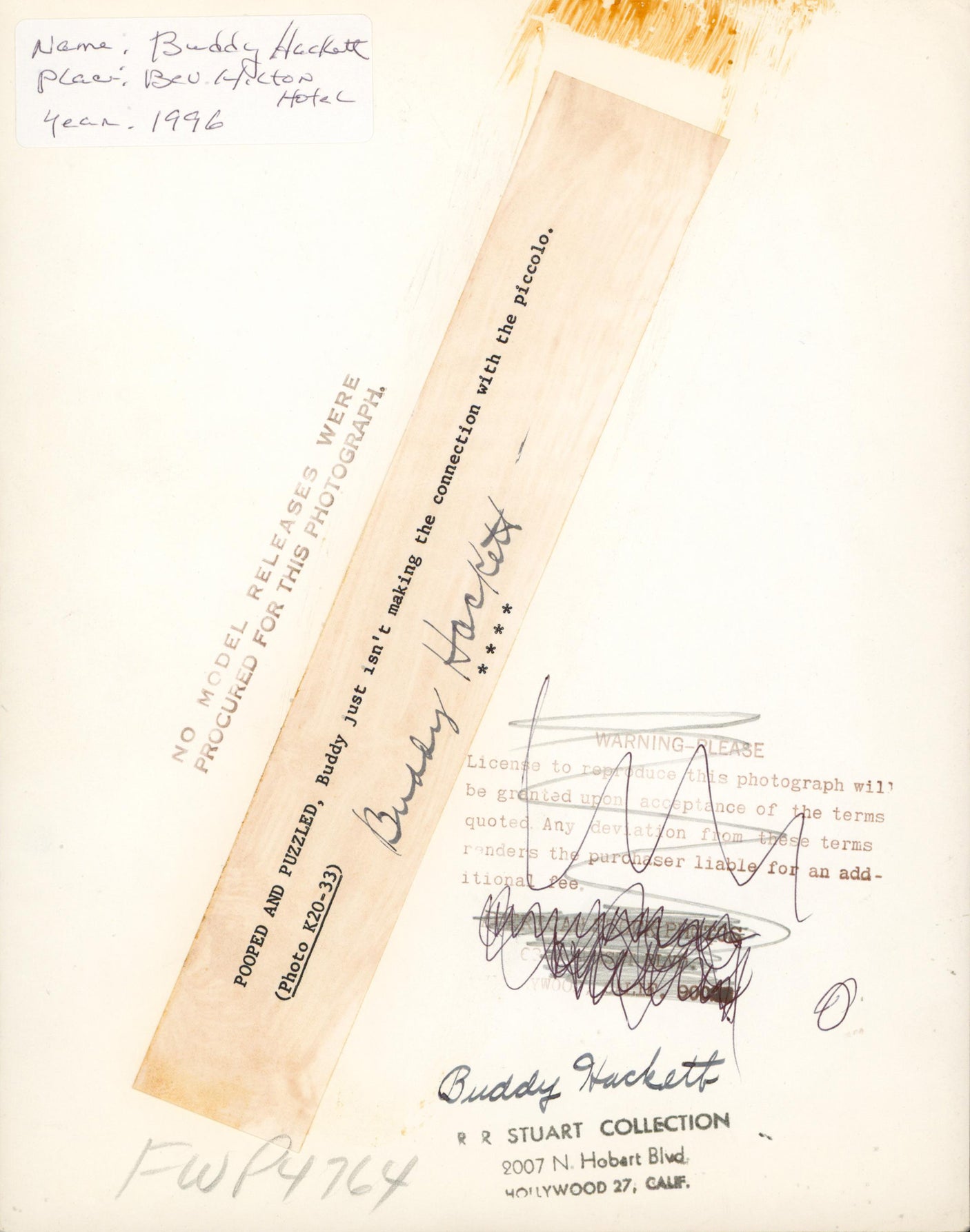 Buddy Hackett Comedian Authentic Signed 7.5x9.5 Photo Autographed BAS #BN74460