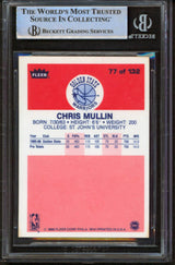 Warriors Chris Mullin HOF 2011 Authentic Signed 1986 Fleer #77 Card BAS Slabbed