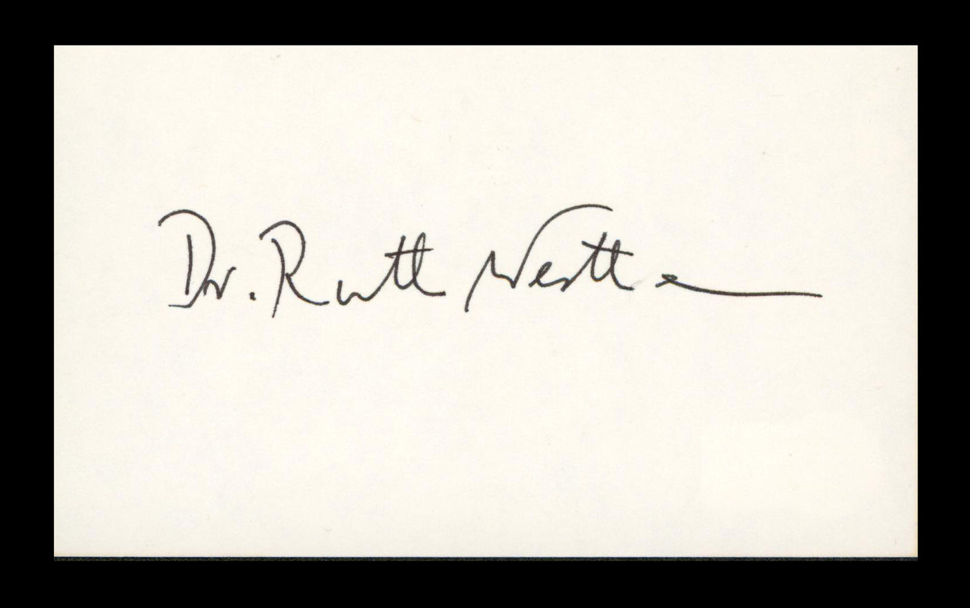Dr. Ruth Westheimer Authentic Signed 3x5 Index Card Autographed BAS #BN89102