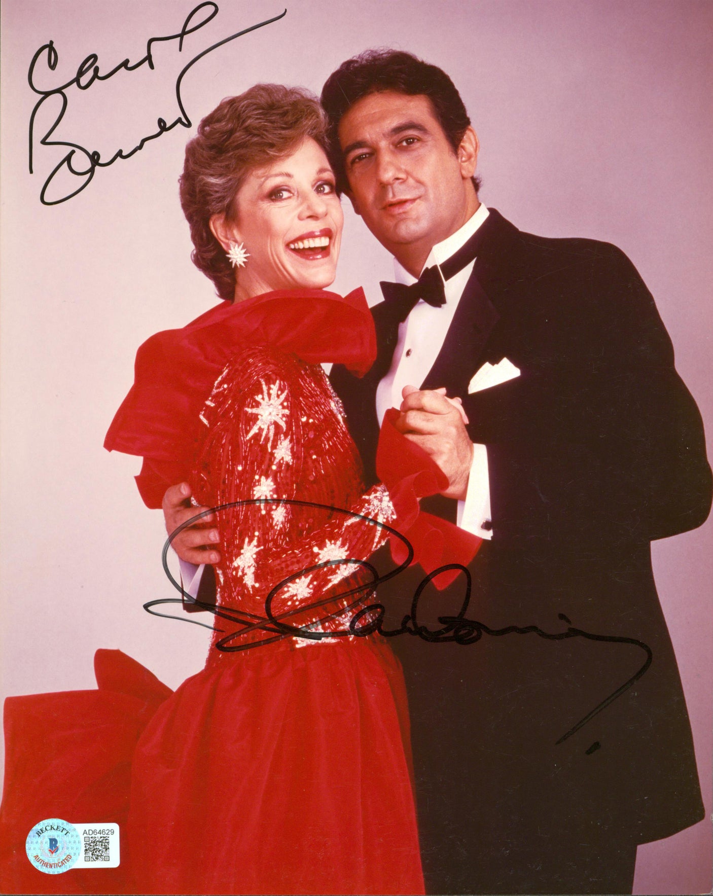 Placido Domingo & Carol Burnett Authentic Signed 8x10 Photo BAS #AD64629