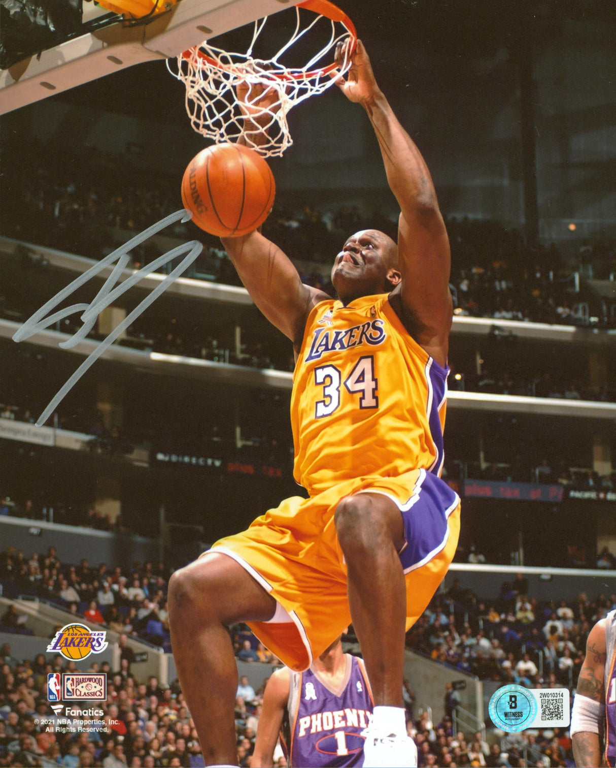 Lakers Shaquille O'Neal Authentic Signed 8x10 Vertical Photo Vs Suns BAS Witness