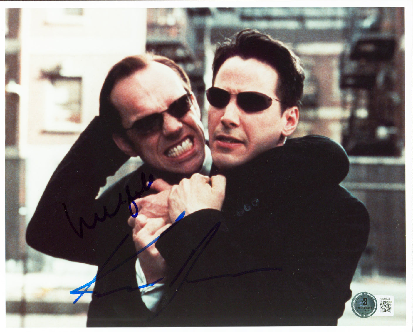 Keanu Reeves & Hugo Weaving The Matrix Authentic Signed 8x10 Photo BAS #AE09323