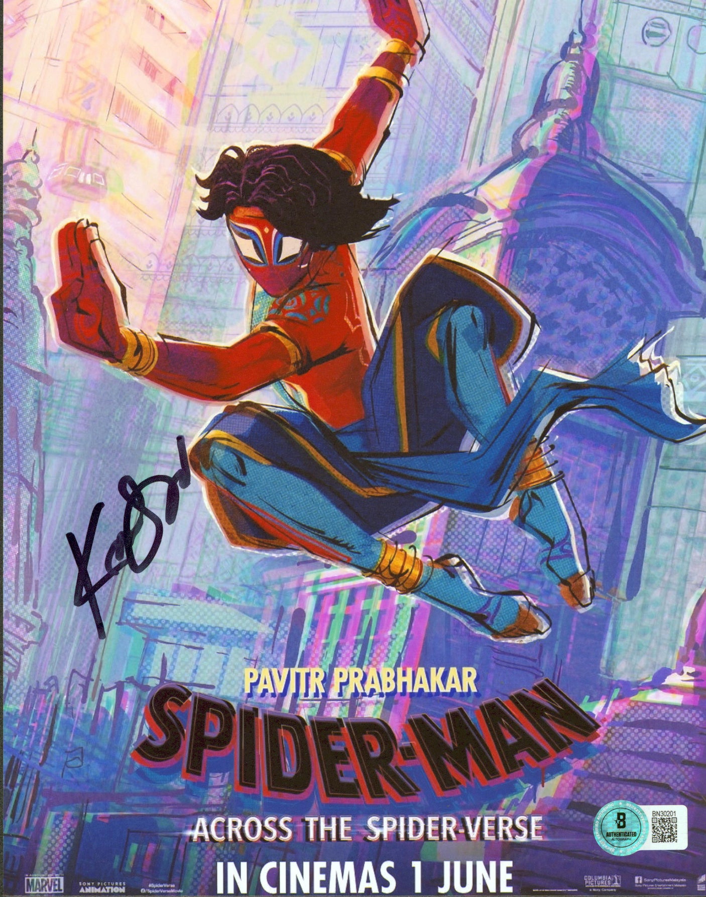 Karan Soni Spider-Man: Into The Spider-Verse Signed 8x10 Photo BAS #BN30201
