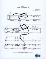 Robin Thicke Lost Without U Signed 8.5x11 Music Sheet Photo BAS #BN57015