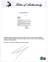 Herb Sendek & Shaquille O'Neal Signed 1988 Providence Recruitment Letter BAS