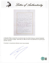 Shaquille O'Neal Signed 1988 Providence Handwritten Recruitment Letter BAS
