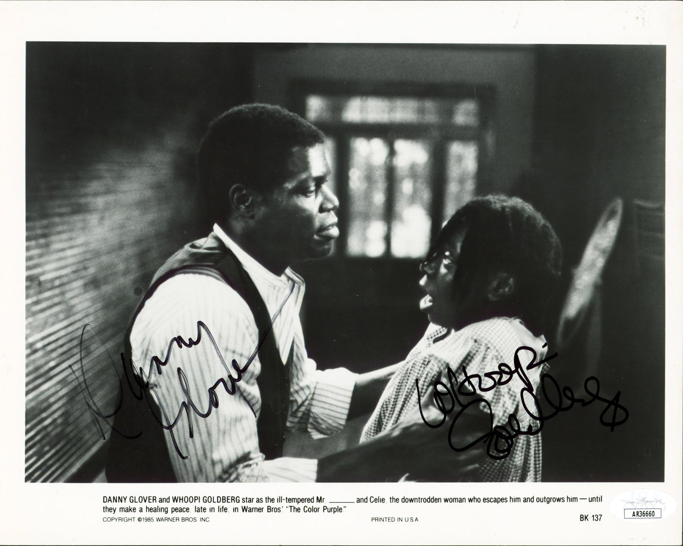 Danny Glover & Whoopi Goldberg The Color Purple Signed 8x10 Photo JSA #AR36660