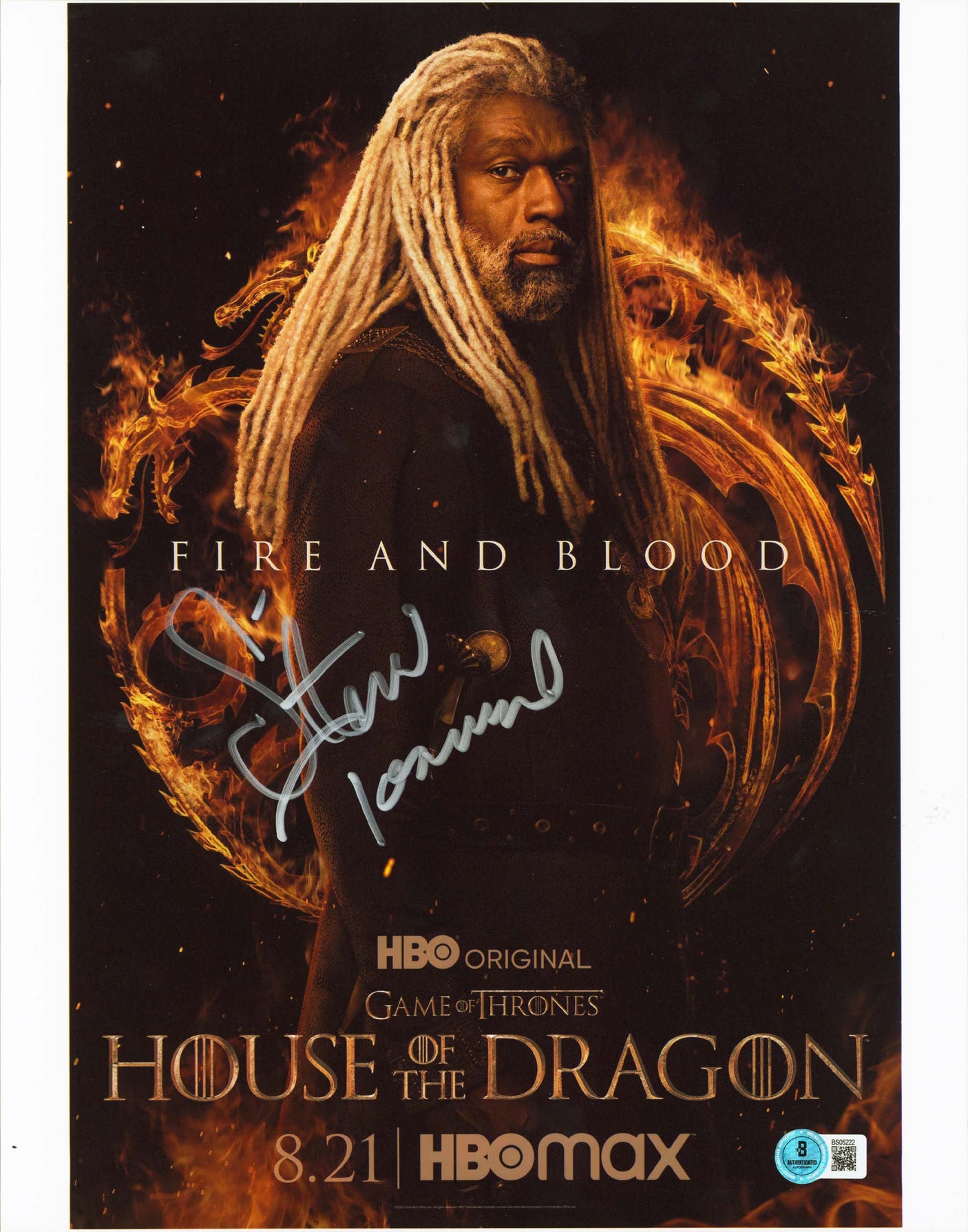 Steve Toussaint Fire And Blood Signed 11x14 Vertical Photo BAS #BS05222