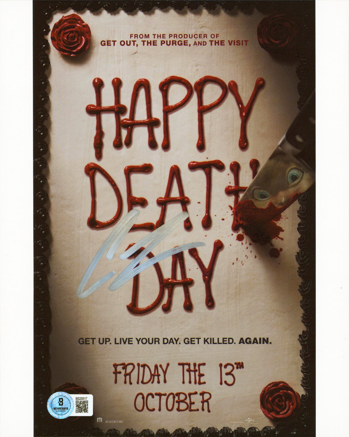 Christopher Landon Happy Death Day Authentic Signed 8x10 Photo BAS #BS20517