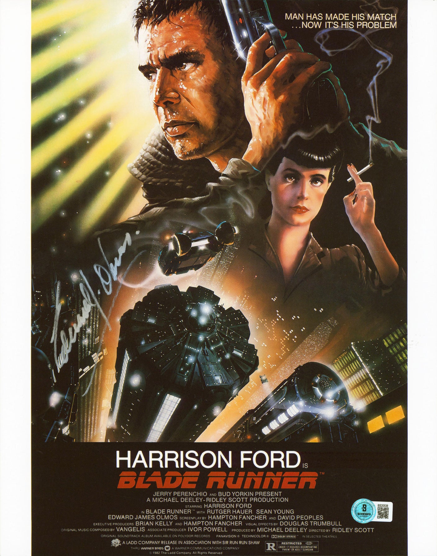 Edward James Olmos Blade Runner Authentic Signed 11x14 Photo BAS #BS20538