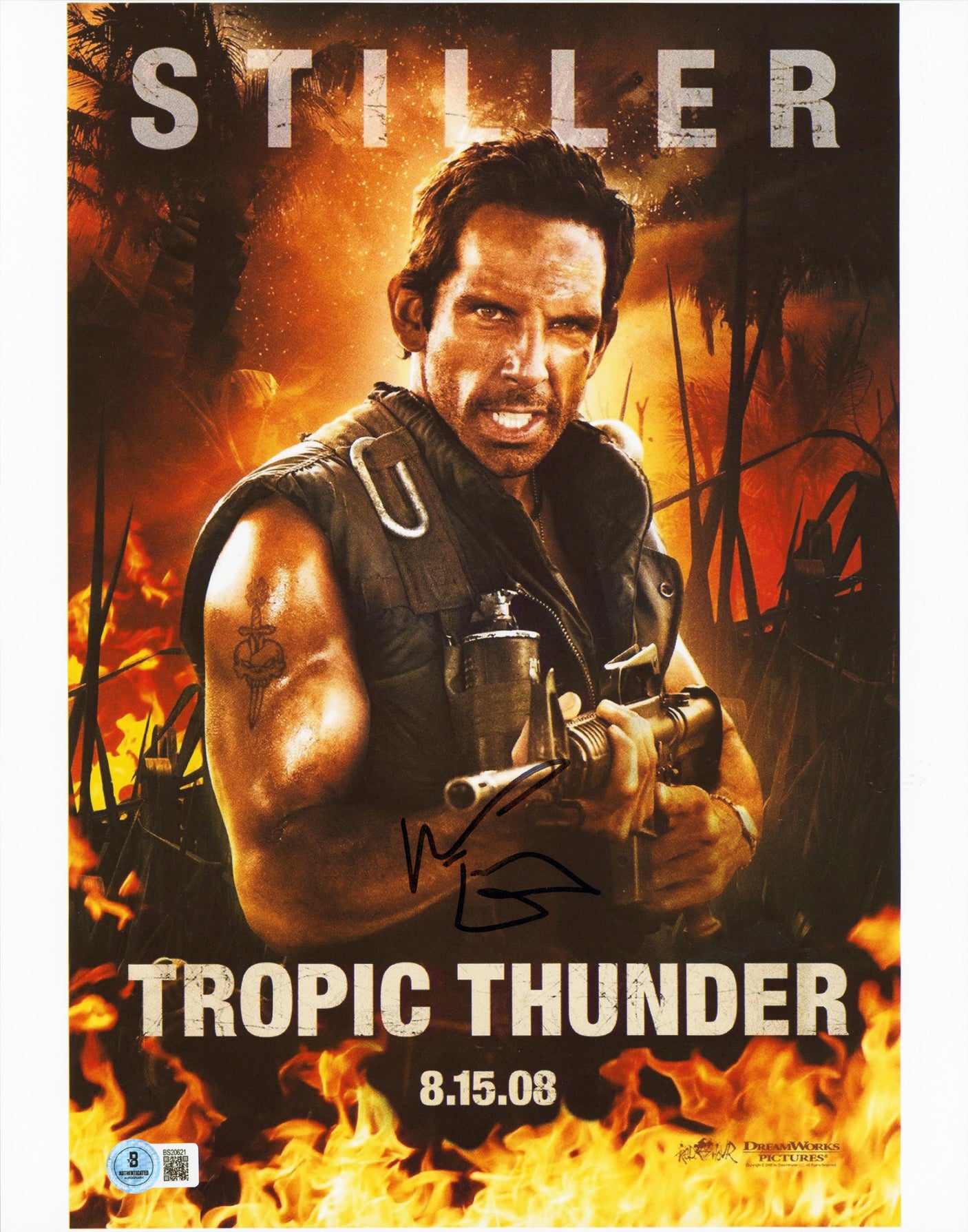 Ben Stiller Tropic Thunder Authentic Signed 11x14 Vertical Photo BAS #BS20621