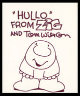 Tom Wilson "Hullo From Zig" Signed 4x4.75 Cut Signature w/ Sketch BAS #BS29331