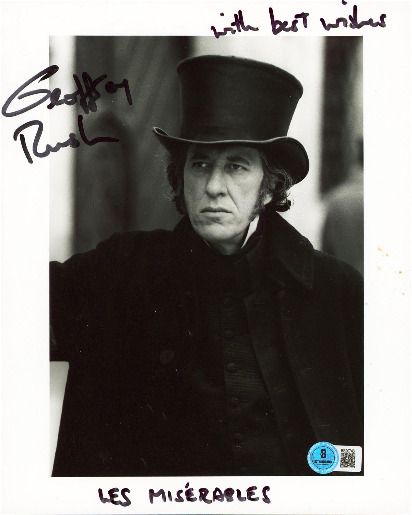 Geoffrey Rush Les Misrables "With Best Wishes" Signed 8x10 Photo BAS #BS20746