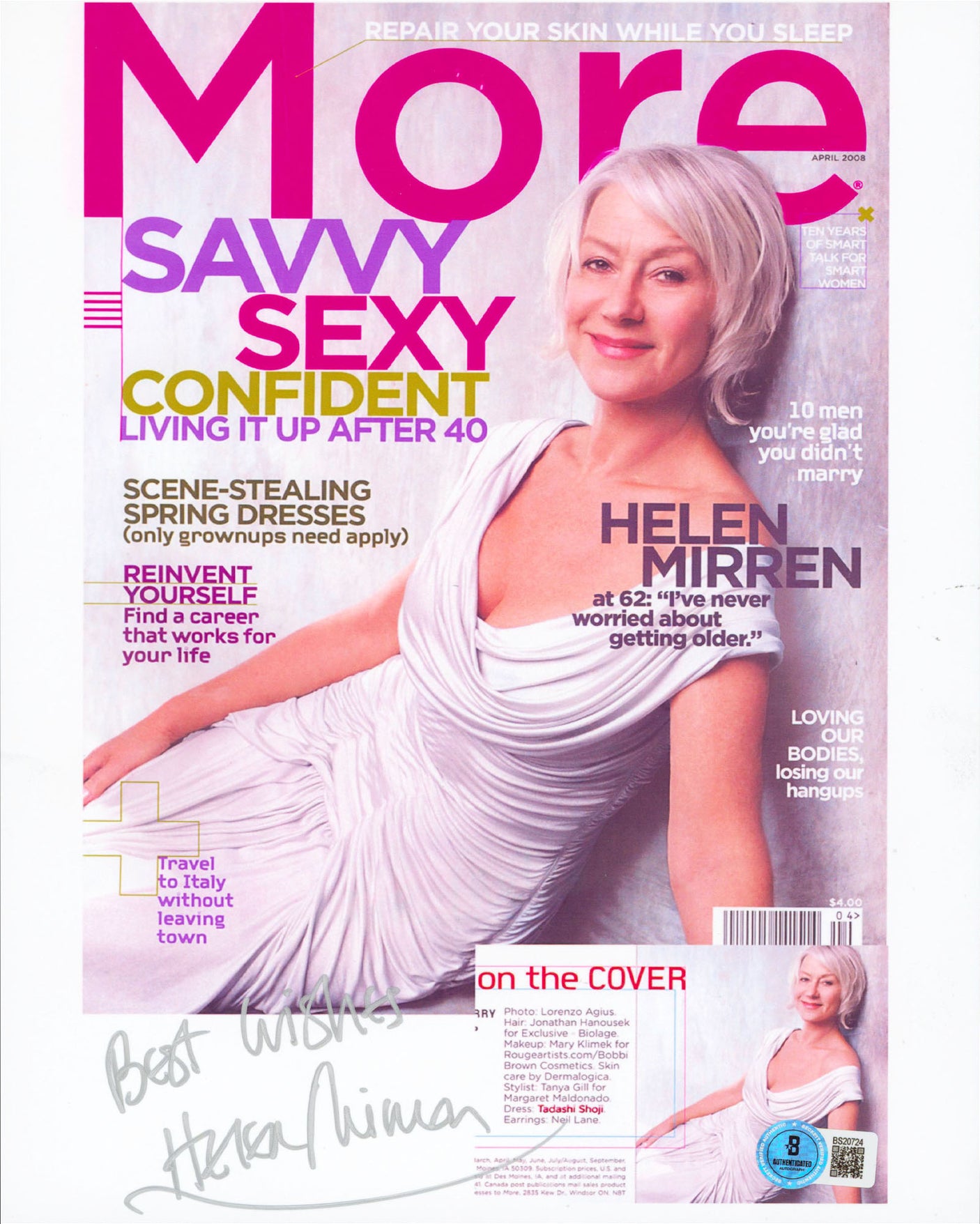 Helen Mirren Best Wishes Authentic Signed 8.5x11 Vertical Photo BAS #BS20724