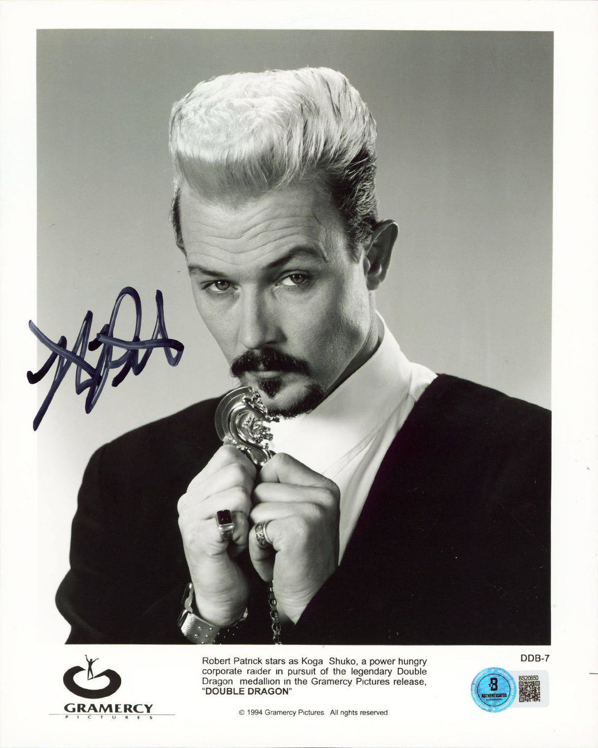 Robert Patrick Double Dragon Authentic Signed 8x10 Vertical Photo BAS #BS20650