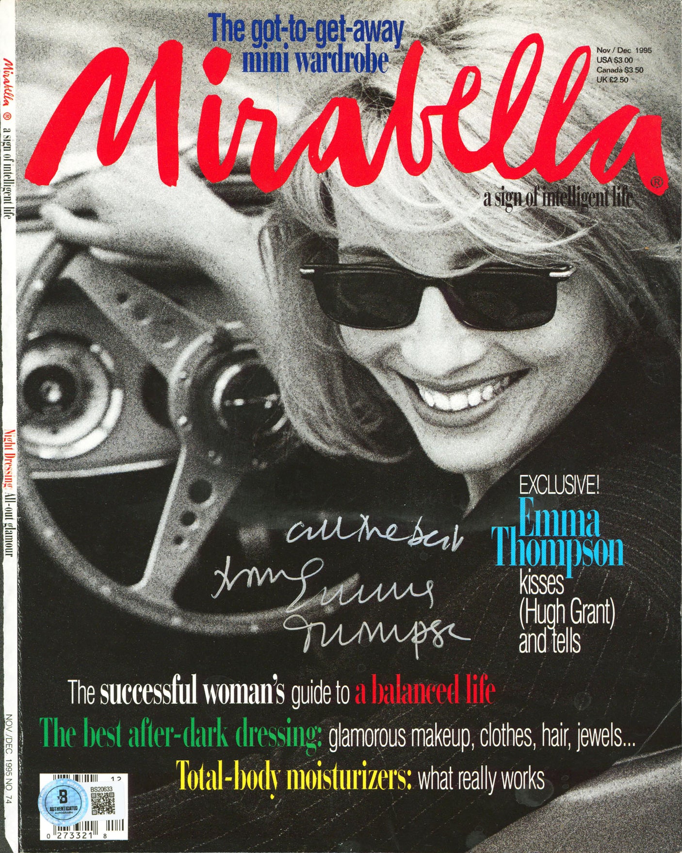 Emma Thompson "All The Best" Signed Nov. 1995 Mirabella Magazine Cover BAS