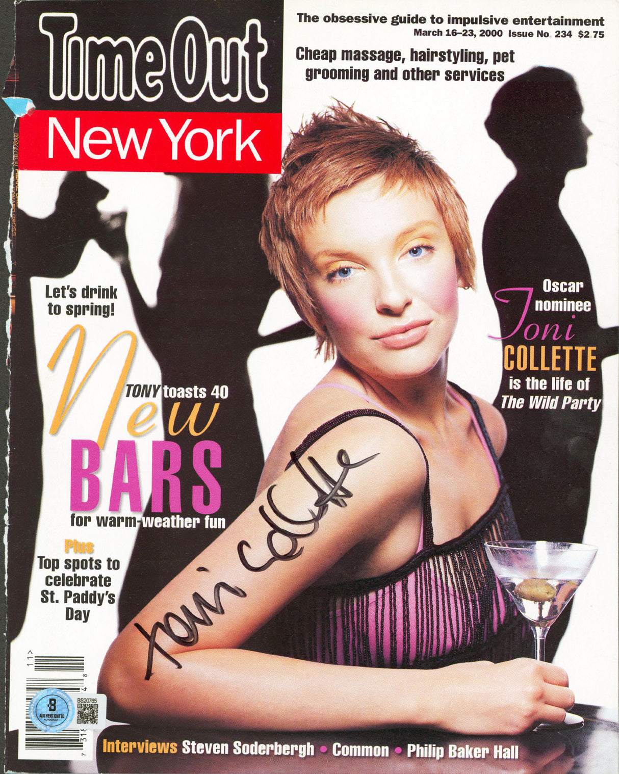 Toni Collette Signed Time Out New York Magazine Cover March 2000 BAS #BS20765