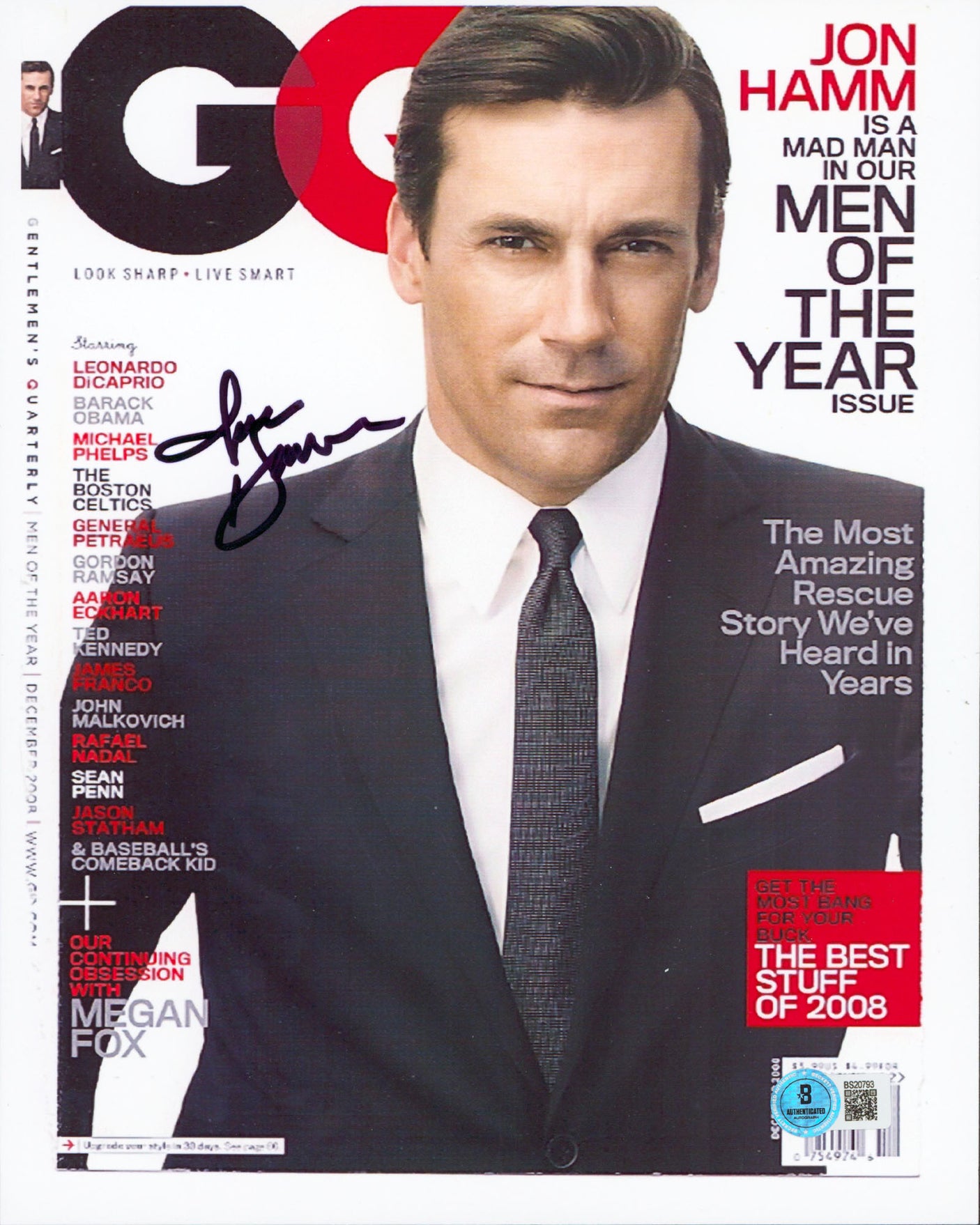 Jon Hamm Mad Men Authentic Signed 8.5x11 Photo Autographed BAS #BS20793