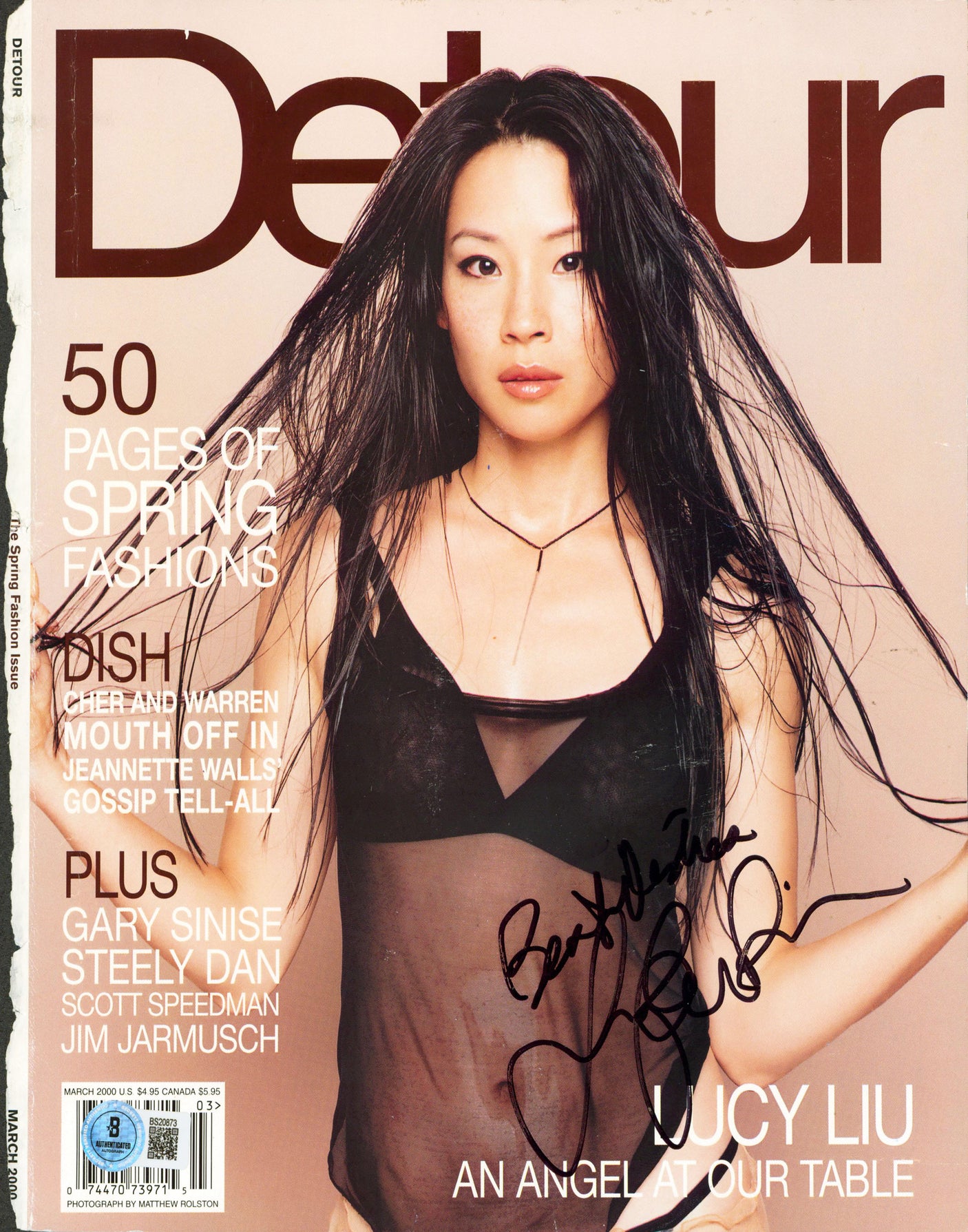 Lucy Liu "Best Wishes" Signed Detour Magazine Cover March 2000 BAS #BS20873