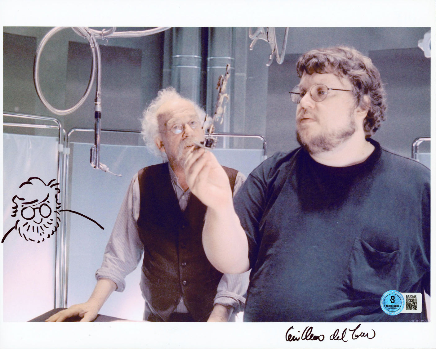 Guillermo del Toro Hellboy II Authentic Signed 8.5x11 Photo w/ Sketch BAS 1