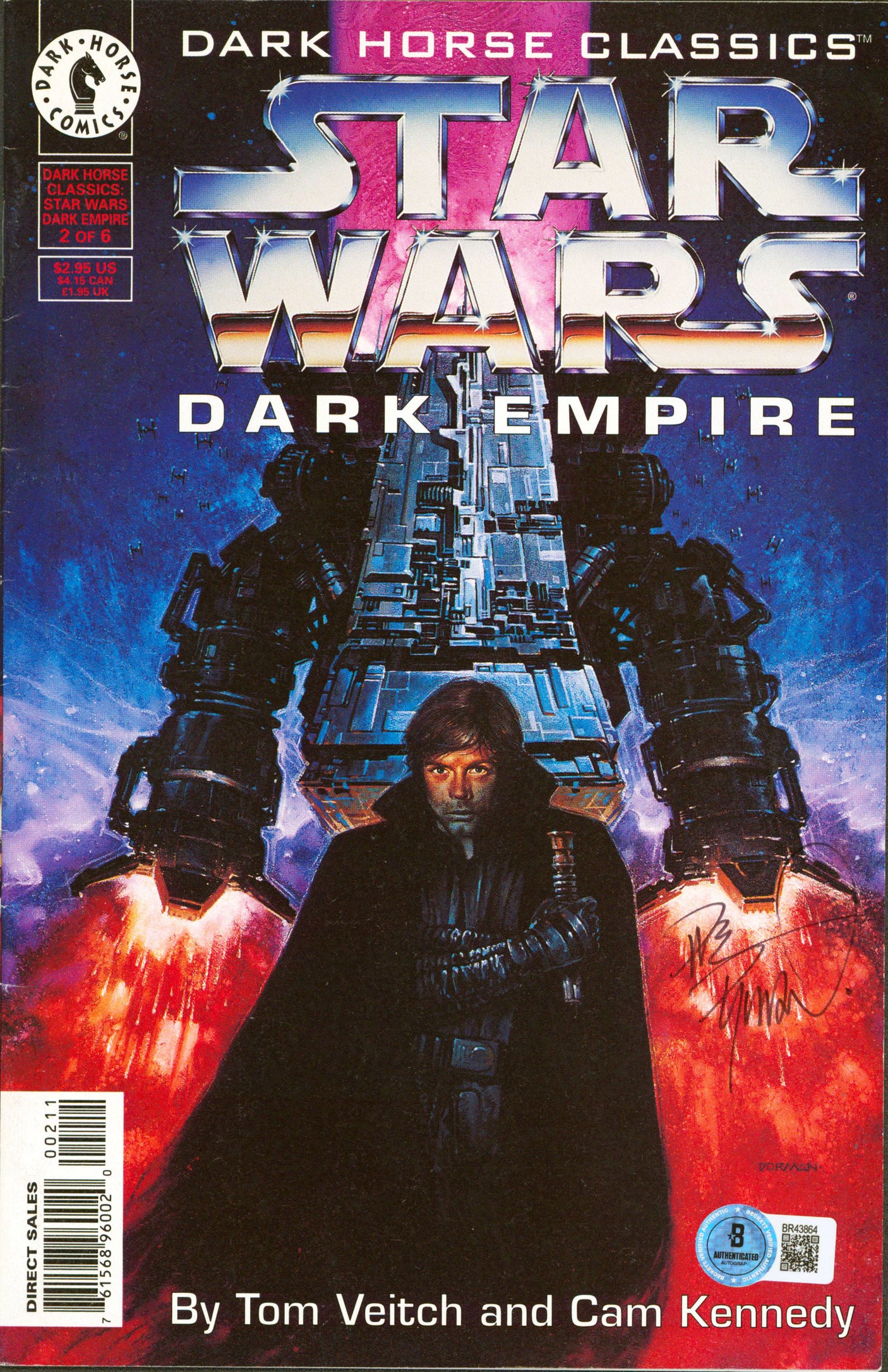 Dave Dorman Star Wars Dark Empire Authentic Signed 2 of 6 Comic BAS #BR43864