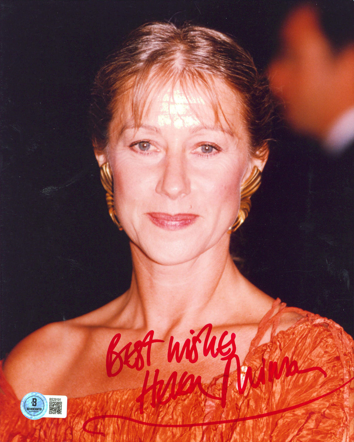 Helen Mirren Red "Best Wishes" Authentic Signed 8x10 Vertical Photo BAS #BS29191