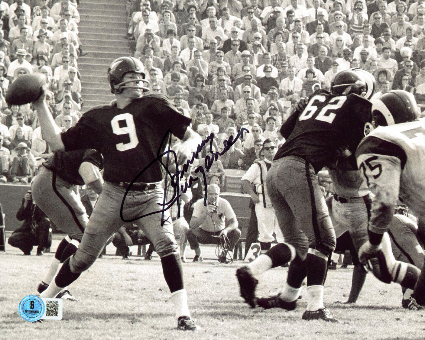 Commanders Sonny Jurgensen Authentic Signed 8x10 Horizontal Photo BAS 2