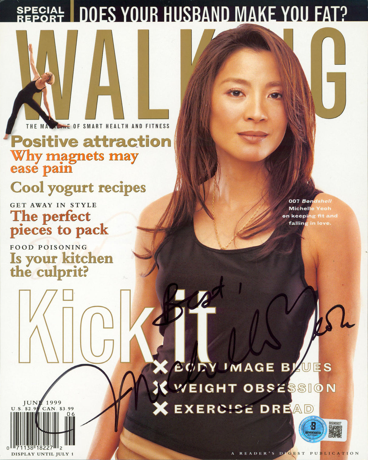 Michelle Yeoh "Best" Signed Walking Magazine Cover June 1999 BAS #BS96907