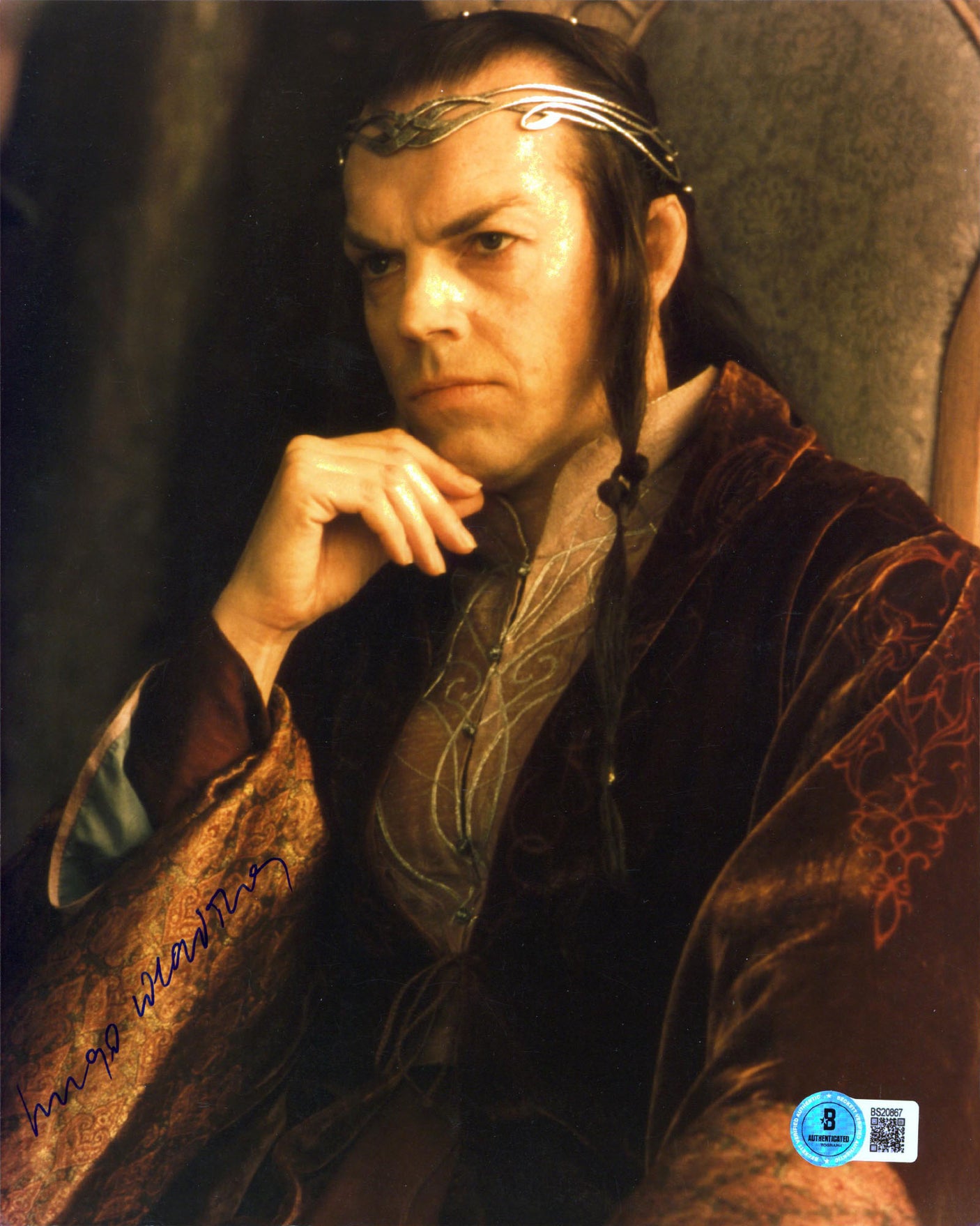 Hugo Weaving The Lord of the Rings Authentic Signed 8x10 Photo BAS #BS20867